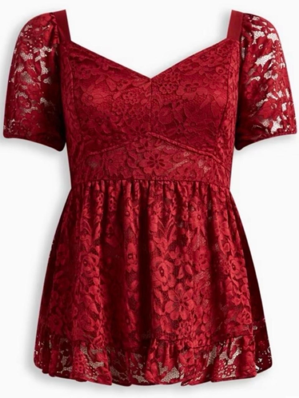 torrid Red Lace Peplum Tunic Top